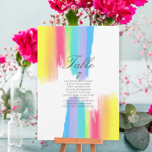 Rainbow Watercolor Bröllop Elegant Bord kort