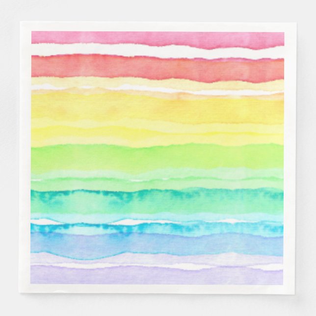 Rainbow Watercolor Bröllop Pappersservett (Framsida)
