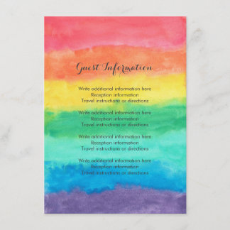 Rainbow Watercolor Bröllop Tilläggskort
