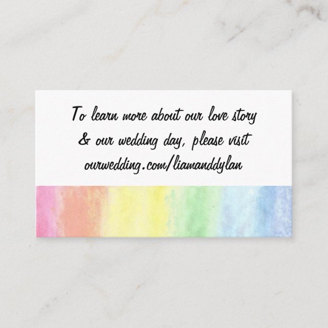 "Rainbow Watercolor" Bröllop-webbplatskort Tilläggskort (Framsida)