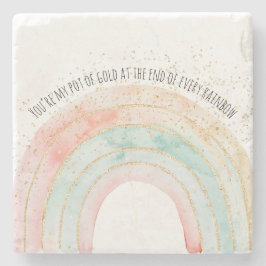 Rainbow Watercolor Du är min Pot av Guld Romantic Stenunderlägg
