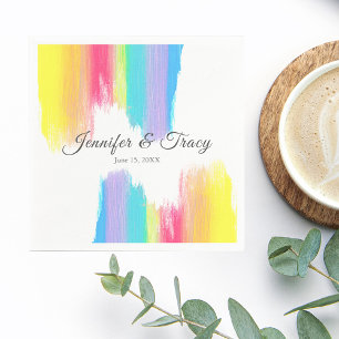 Rainbow Watercolor Elegant LGBTQ Bröllop Napkins Pappersservett