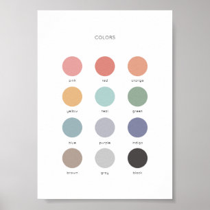 Rainbow Watercolor Färg Education Poster