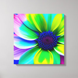 Rainbow Watercolor Flower Stretched Canvas