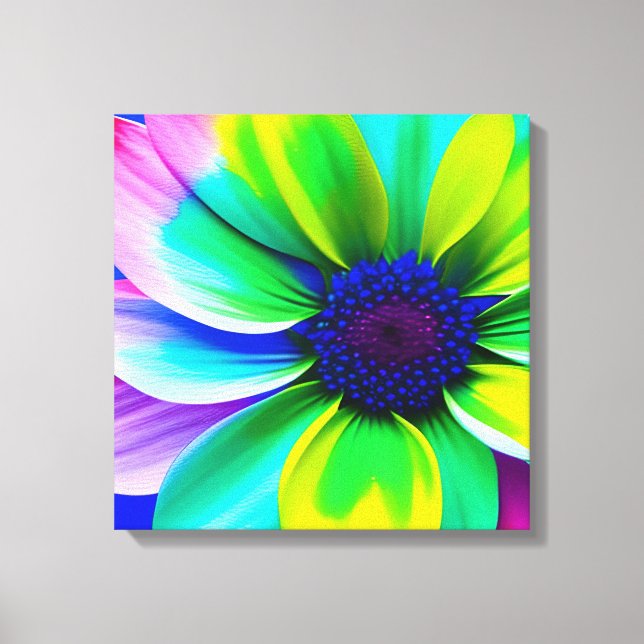 Rainbow Watercolor Flower Stretched Canvas (Framsida)
