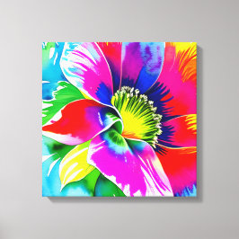 Rainbow Watercolor Flower Stretched Canvas