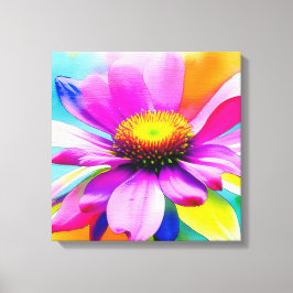 Rainbow Watercolor Flower Stretched Canvas