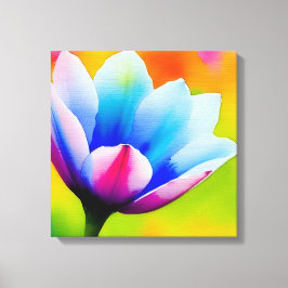 Rainbow Watercolor Flower Stretched Canvas