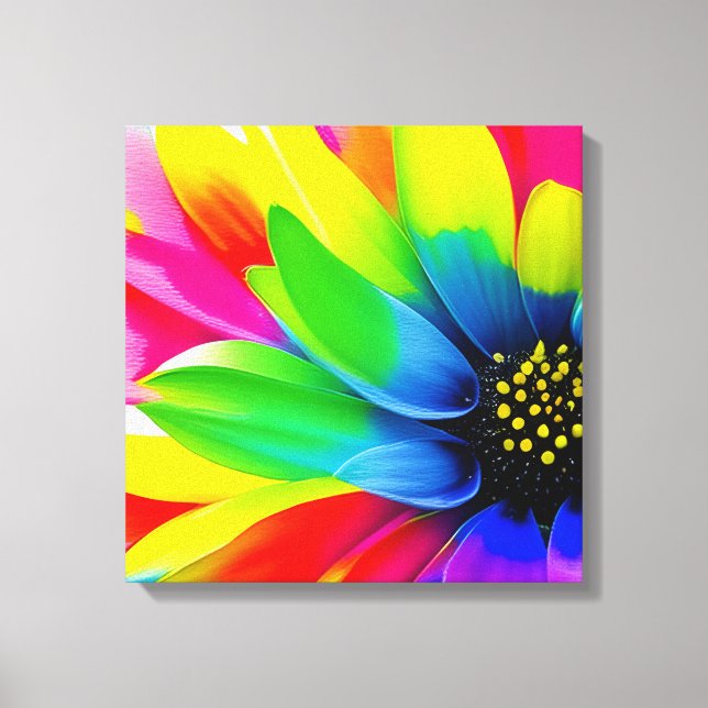 Rainbow Watercolor Flower Stretched Canvas (Framsida)