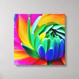 Rainbow Watercolor Flower Stretched Canvas