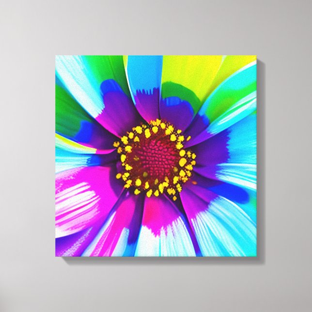 Rainbow Watercolor Flower Stretched Canvas (Framsida)