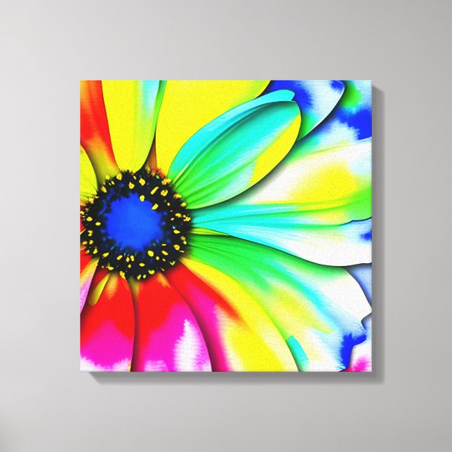 Rainbow Watercolor Flower Stretched Canvas (Framsida)