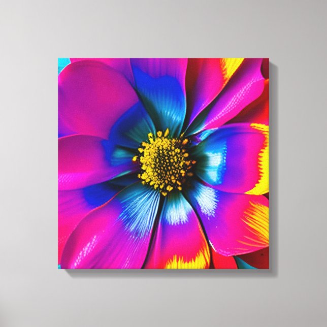 Rainbow Watercolor Flower Stretched Canvas (Framsida)