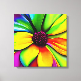 Rainbow Watercolor Flower Stretched Canvas
