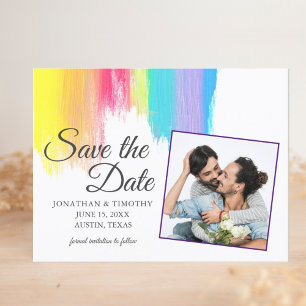 Rainbow Watercolor Gay pride Photo Save Date Meddelande Vykort