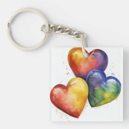 Rainbow Watercolor Hearts Digital Art