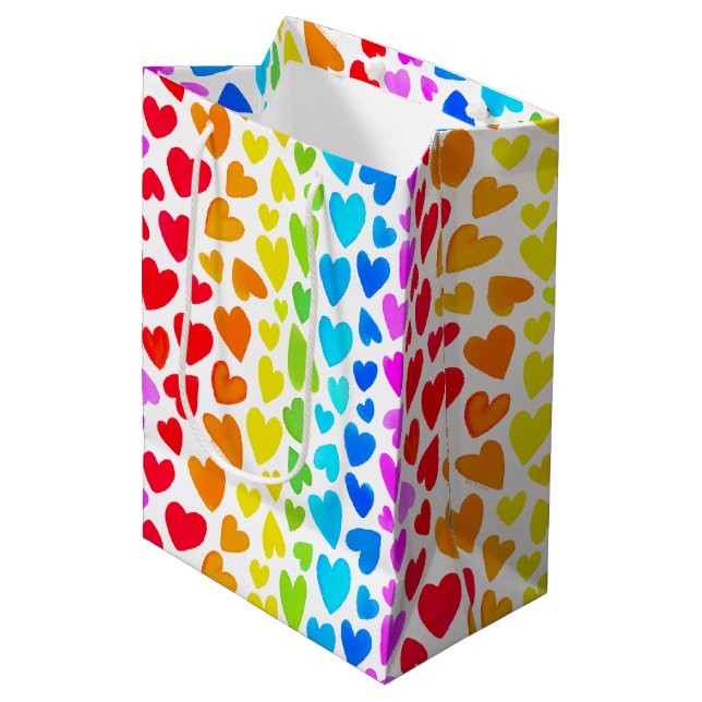 Rainbow Watercolor Hearts Mönster (Framsidan Vinklad)