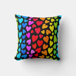 Rainbow Watercolor Hearts Mönster Kudde