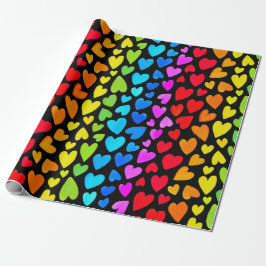 Rainbow Watercolor Hearts Mönster Presentpapper