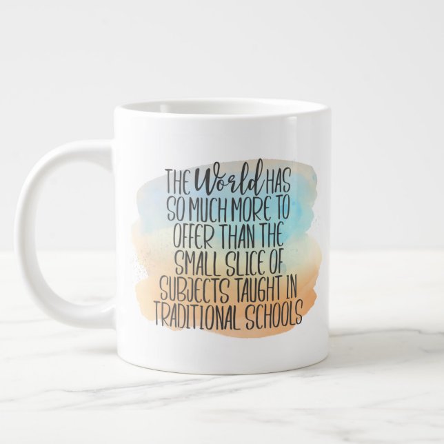 Rainbow Watercolor Homeschool Education Quote Jumbo Mugg (Vänster)