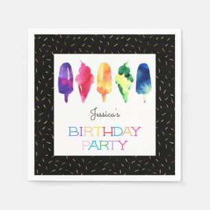 Rainbow Watercolor Ice Cream Ice Pops Modern Pappersservett