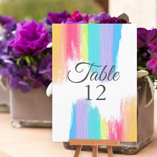 Rainbow Watercolor LGBTQ Bröllop Bordsnummer Card