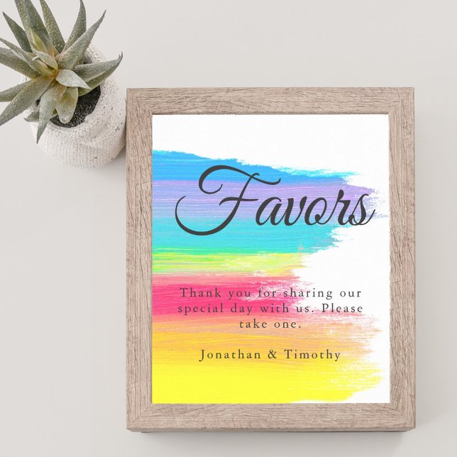 Rainbow Watercolor LGBTQ Wedding Favors Bord Poster (Skapare uppladdad)