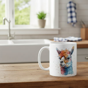 Rainbow Watercolor Llama Kaffemugg