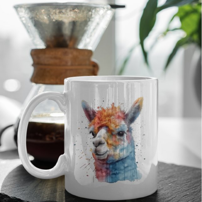 Rainbow Watercolor Llama Kaffemugg (Skapare uppladdad)