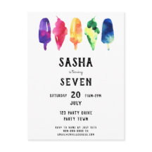 Rainbow Watercolor Popsicles Ice Cream Birthday