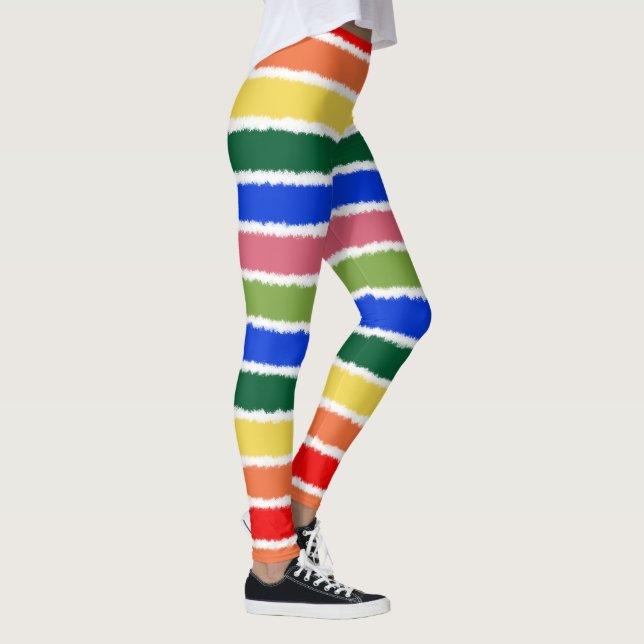 Rainbow Watercolor Rand Colorful Leggings (Höger)