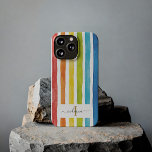 Rainbow Watercolor Rand Colorful Monogram Namn<br><div class="desc">Lägg till namn och börja med den här färgstarka radiofrekvensen rand-väska om du vill skapa en unik gåva av ett slag eller behandla dig själv till ett starkt och djärvt mobilt skydd med monogrammet</div>