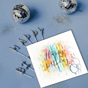 Rainbow Watercolor Rand Paint Splatter Birthday Pappersservett