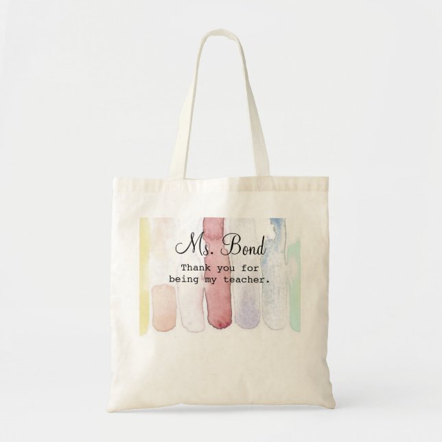 Rainbow Watercolor Teacher's Appreciation Gift Tygkasse (Framsidan)
