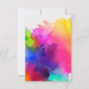 Rainbow Watercolor Tie Dye Bläck Tack eller Anpass Kort