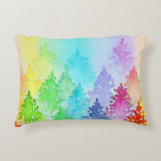 Rainbow Watercolor Träd Prydnadskudde