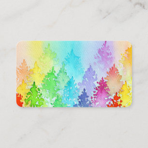 Rainbow Watercolor Träd Visitkort
