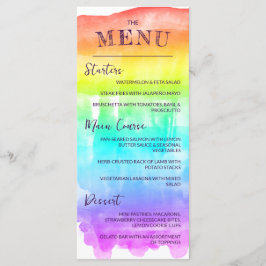 Rainbow Watercolor Tvättar LGBTQ Bröllop Menu Meny