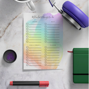 Rainbow Watercolor Tvättar Organized Sak att Do Post-it Block