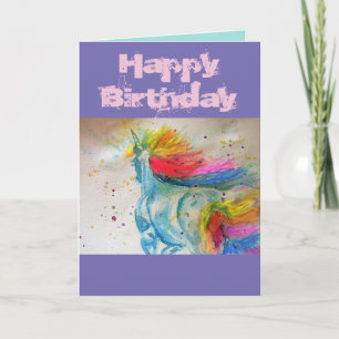 Rainbow Watercolor Unicorn art Watercolor-kort Kort