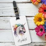 Rainbow Watercolor Unicorn Monogram Bagagebricka<br><div class="desc">Den här designen har skapats genom digital grafik. Det kan vara personlig i området att tillhandahålla eller anpassa genom att klicka för att anpassa ytterligare alternativ och ändra namn, initialer eller ord. Du kan också ändra texten färg och stil eller ta bort texten för en bilddesign. Kontakta mig på colorflowcreations@gmail.com...</div>