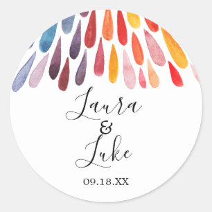 Rainbow Watercolor Wedding Stickers Runt Klistermärke