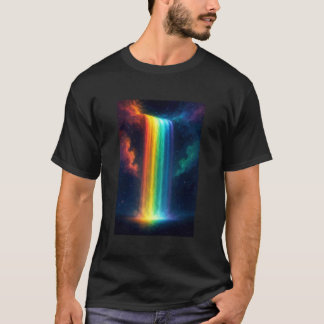 Rainbow Waterfall at Night Fantasy Landscape Dream T Shirt
