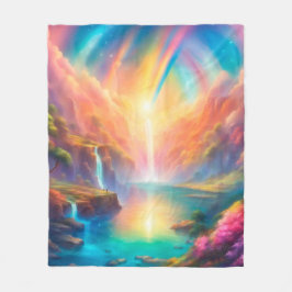 Rainbow waterfall landscape fleecefilt