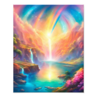 Rainbow waterfall landscape fototryck