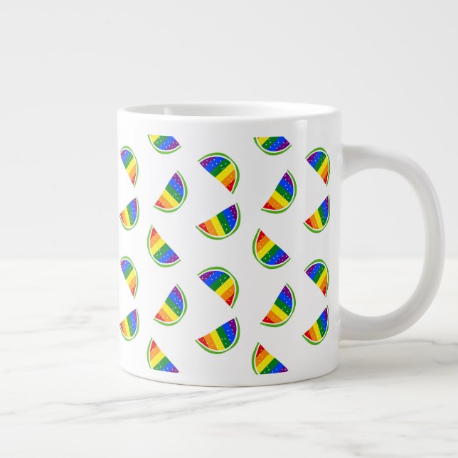 Rainbow Watermelon Mönster Jumbo Mugg (Höger)