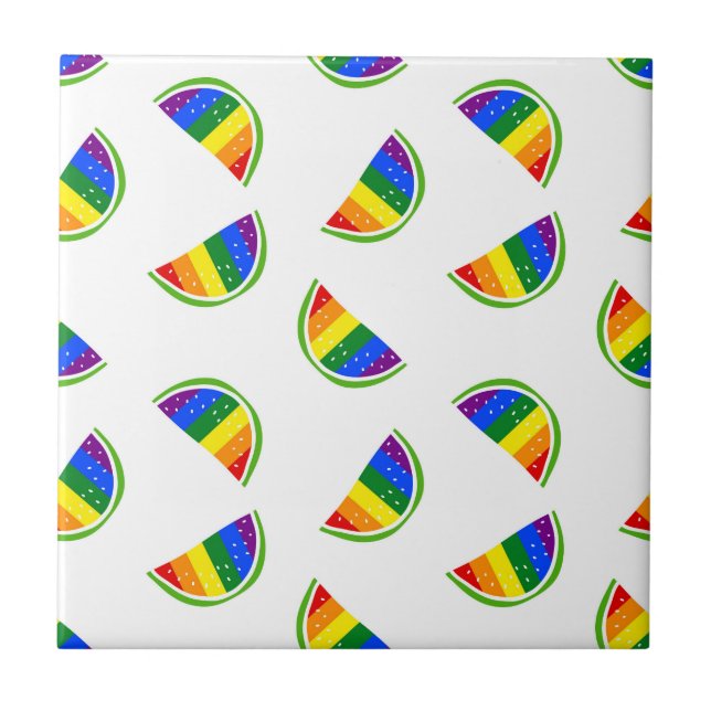 Rainbow Watermelon Mönster Kakelplatta (Framsidan)