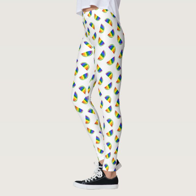 Rainbow Watermelon Mönster Leggings (Vänster)