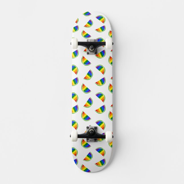 Rainbow Watermelon Mönster Mini Skateboard Bräda 18,5 Cm (Framsida)