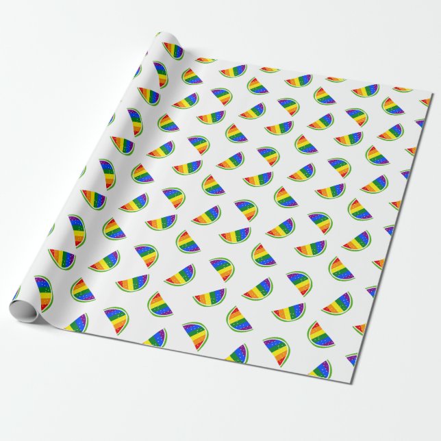 Rainbow Watermelon Mönster Presentpapper (Utrullad)